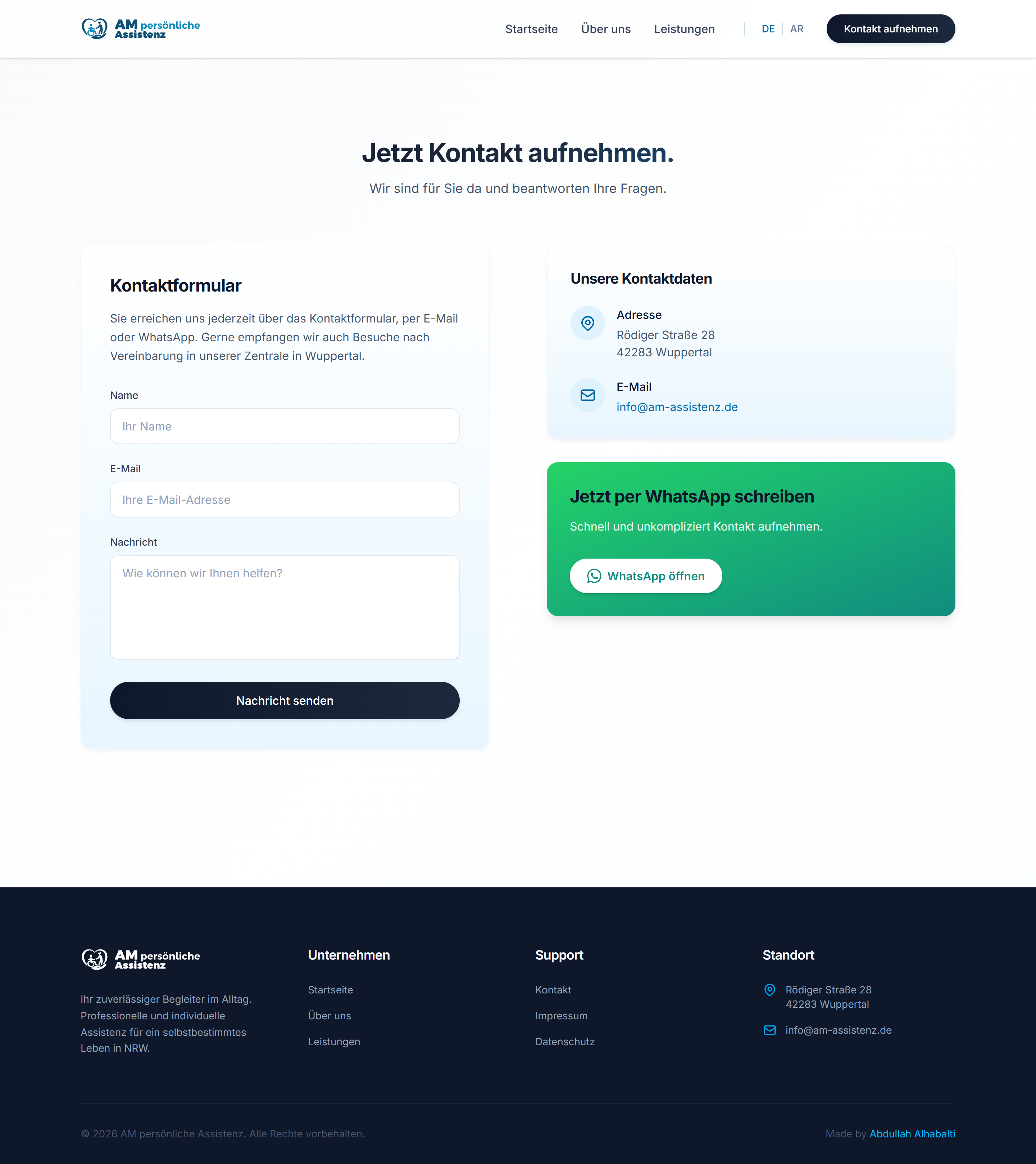 صفحة التواصل - AM Assistenz